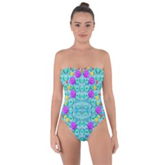 Season For Roses And Polka Dots Tie Back One Piece Swimsuit by pepitasart