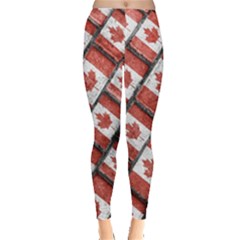 Canadian Flag Motif Pattern Leggings  by dflcprints