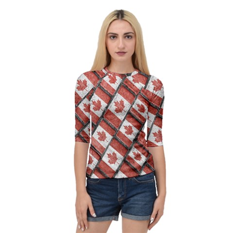 Canadian Flag Motif Pattern Quarter Sleeve Raglan Tee by dflcprints