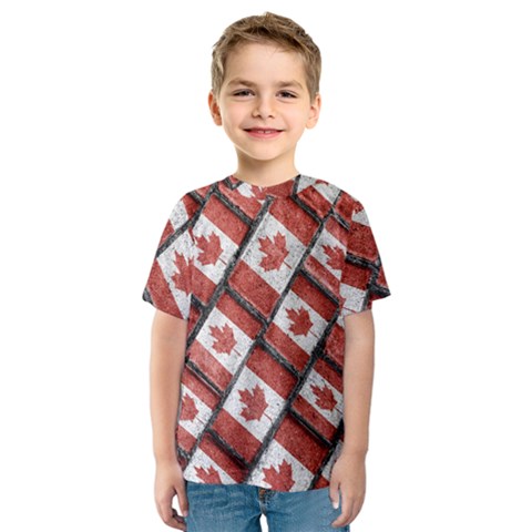 Canadian Flag Motif Pattern Kids  Sport Mesh Tee by dflcprints