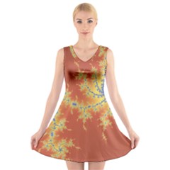 Fractals V-neck Sleeveless Skater Dress by NouveauDesign