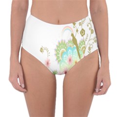 Wreaths Sexy Flower Star Leaf Rose Sunflower Bird Summer Reversible High-waist Bikini Bottoms by Mariart