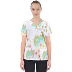 Wreaths Sexy Flower Star Leaf Rose Sunflower Bird Summer Scrub Top