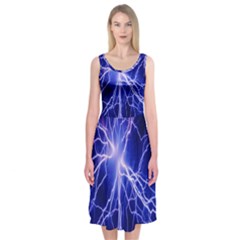 Blue Sky Light Space Midi Sleeveless Dress by Mariart