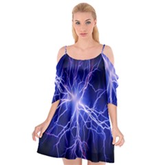 Blue Sky Light Space Cutout Spaghetti Strap Chiffon Dress