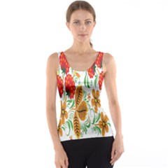 Flower Floral Red Yellow Leaf Green Sexy Summer Tank Top by Mariart