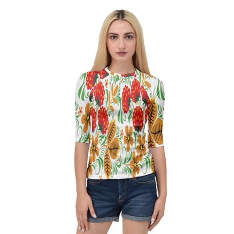 Flower Floral Red Yellow Leaf Green Sexy Summer Quarter Sleeve Raglan Tee by Mariart