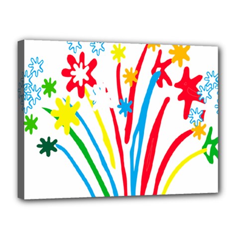 Fireworks Rainbow Flower Canvas 16  X 12 
