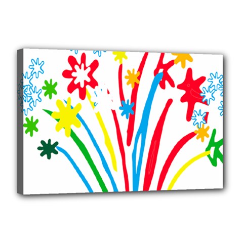 Fireworks Rainbow Flower Canvas 18  X 12 