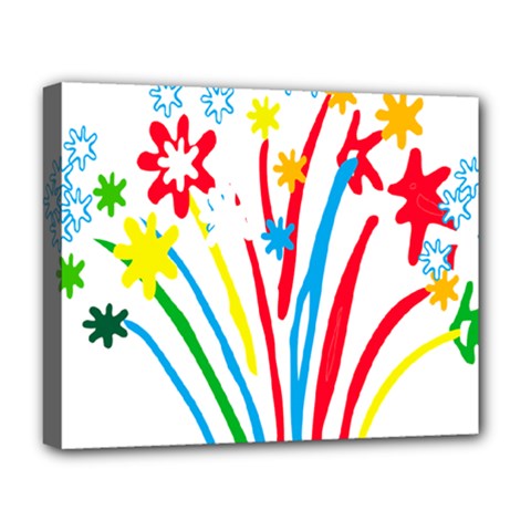 Fireworks Rainbow Flower Deluxe Canvas 20  X 16   by Mariart