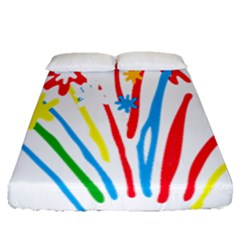 Fireworks Rainbow Flower Fitted Sheet (queen Size) by Mariart