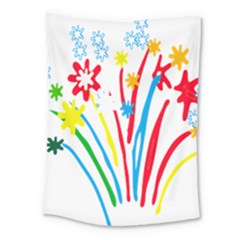 Fireworks Rainbow Flower Medium Tapestry