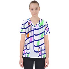 Music Note Tone Rainbow Blue Pink Greeen Sexy Scrub Top by Mariart