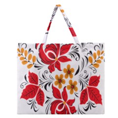 Flower Red Rose Star Floral Yellow Black Leaf Zipper Large Tote Bag by Mariart