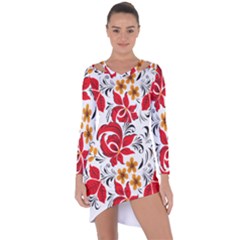 Flower Red Rose Star Floral Yellow Black Leaf Asymmetric Cut-out Shift Dress