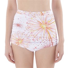 Fireworks Triangle Star Space Line High-waisted Bikini Bottoms by Mariart