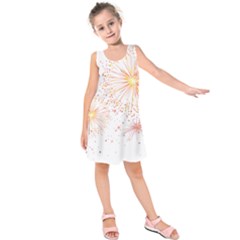 Fireworks Triangle Star Space Line Kids  Sleeveless Dress by Mariart