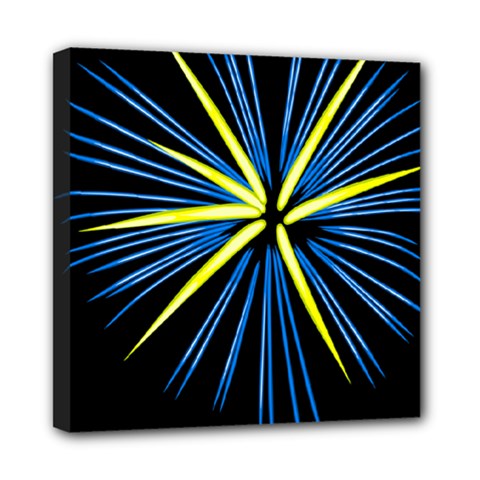 Fireworks Blue Green Black Happy New Year Mini Canvas 8  X 8 