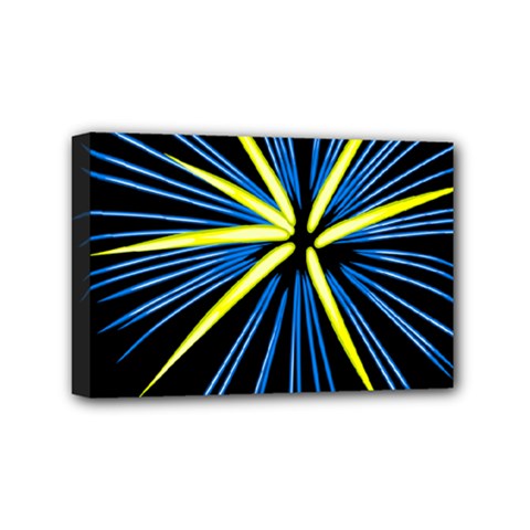 Fireworks Blue Green Black Happy New Year Mini Canvas 6  X 4  by Mariart