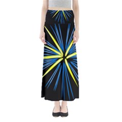 Fireworks Blue Green Black Happy New Year Full Length Maxi Skirt