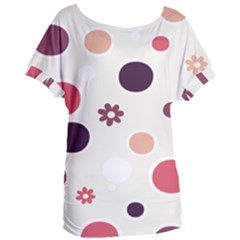 Polka Dots Flower Floral Rainbow Women s Oversized Tee