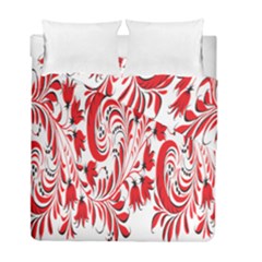 Red Flower Floral Leaf Duvet Cover Double Side (full/ Double Size)