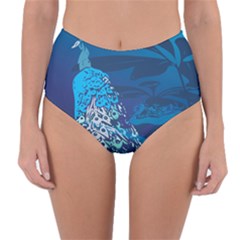 Peacock Bird Blue Animals Reversible High-waist Bikini Bottoms