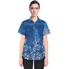 Peacock Bird Blue Animals Women s Short Sleeve Shirt