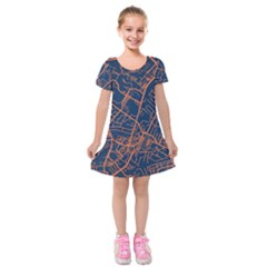 Virginia Map Art City Kids  Short Sleeve Velvet Dress