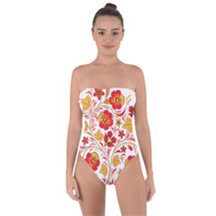 Wreaths Flower Floral Sexy Red Sunflower Star Rose Tie Back One Piece Swimsuit by Mariart