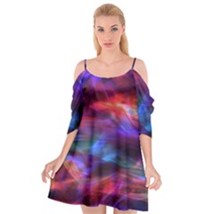 Abstract Shiny Night Lights 7 Cutout Spaghetti Strap Chiffon Dress