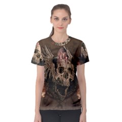 Awesome Creepy Skull With Rat And Wings Women s Sport Mesh Tee