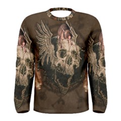 Awesome Creepy Skull With Rat And Wings Men s Long Sleeve Tee