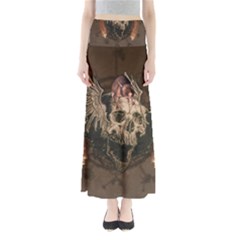 Awesome Creepy Skull With Rat And Wings Full Length Maxi Skirt