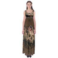 Awesome Creepy Skull With Rat And Wings Empire Waist Maxi Dress