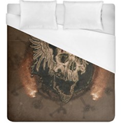 Awesome Creepy Skull With Rat And Wings Duvet Cover (King Size)
