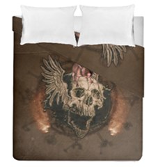 Awesome Creepy Skull With Rat And Wings Duvet Cover Double Side (Queen Size)