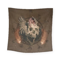 Awesome Creepy Skull With Rat And Wings Square Tapestry (Small)