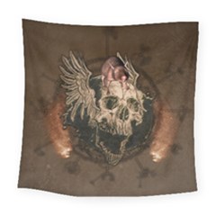 Awesome Creepy Skull With Rat And Wings Square Tapestry (Large)