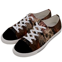 Awesome Creepy Skull With Rat And Wings Women s Low Top Canvas Sneakers