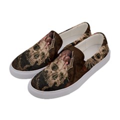 Awesome Creepy Skull With Rat And Wings Women s Canvas Slip Ons