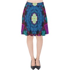 Sunshine Mandala And Fantasy Snow Floral Velvet High Waist Skirt by pepitasart