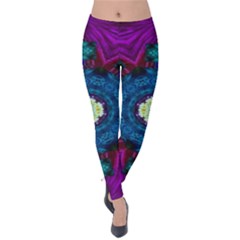 Sunshine Mandala And Fantasy Snow Floral Velvet Leggings by pepitasart