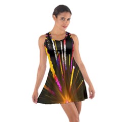 Seamless Colorful Light Fireworks Sky Black Ultra Cotton Racerback Dress