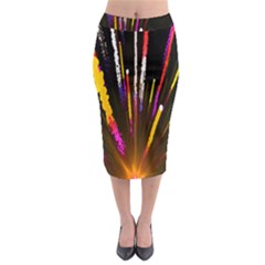 Seamless Colorful Light Fireworks Sky Black Ultra Midi Pencil Skirt