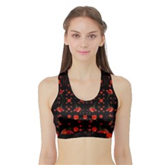 Pumkins And Roses From The Fantasy Garden Sports Bra With Border by pepitasart