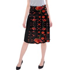 Pumkins And Roses From The Fantasy Garden Midi Beach Skirt by pepitasart