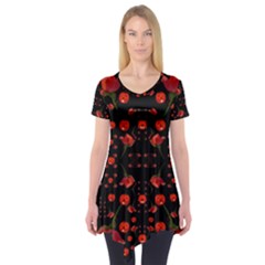 Pumkins And Roses From The Fantasy Garden Short Sleeve Tunic  by pepitasart
