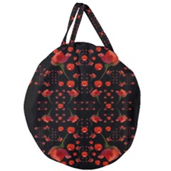 Pumkins And Roses From The Fantasy Garden Giant Round Zipper Tote by pepitasart