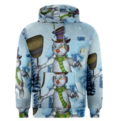 Funny Grimly Snowman In A Winter Landscape Men s Pullover Hoodie by FantasyWorld7